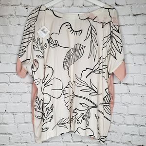 Sseko Split Seam Blouse in Secret Garden & Blush